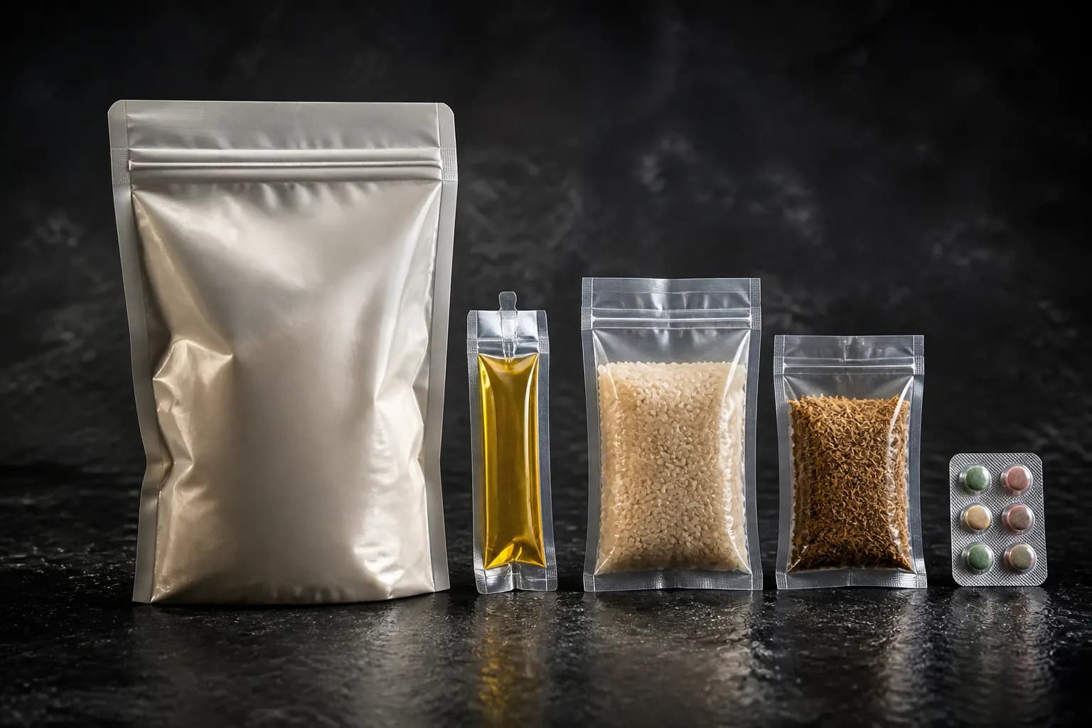 Daily nutrition packs arranged by physical mass.