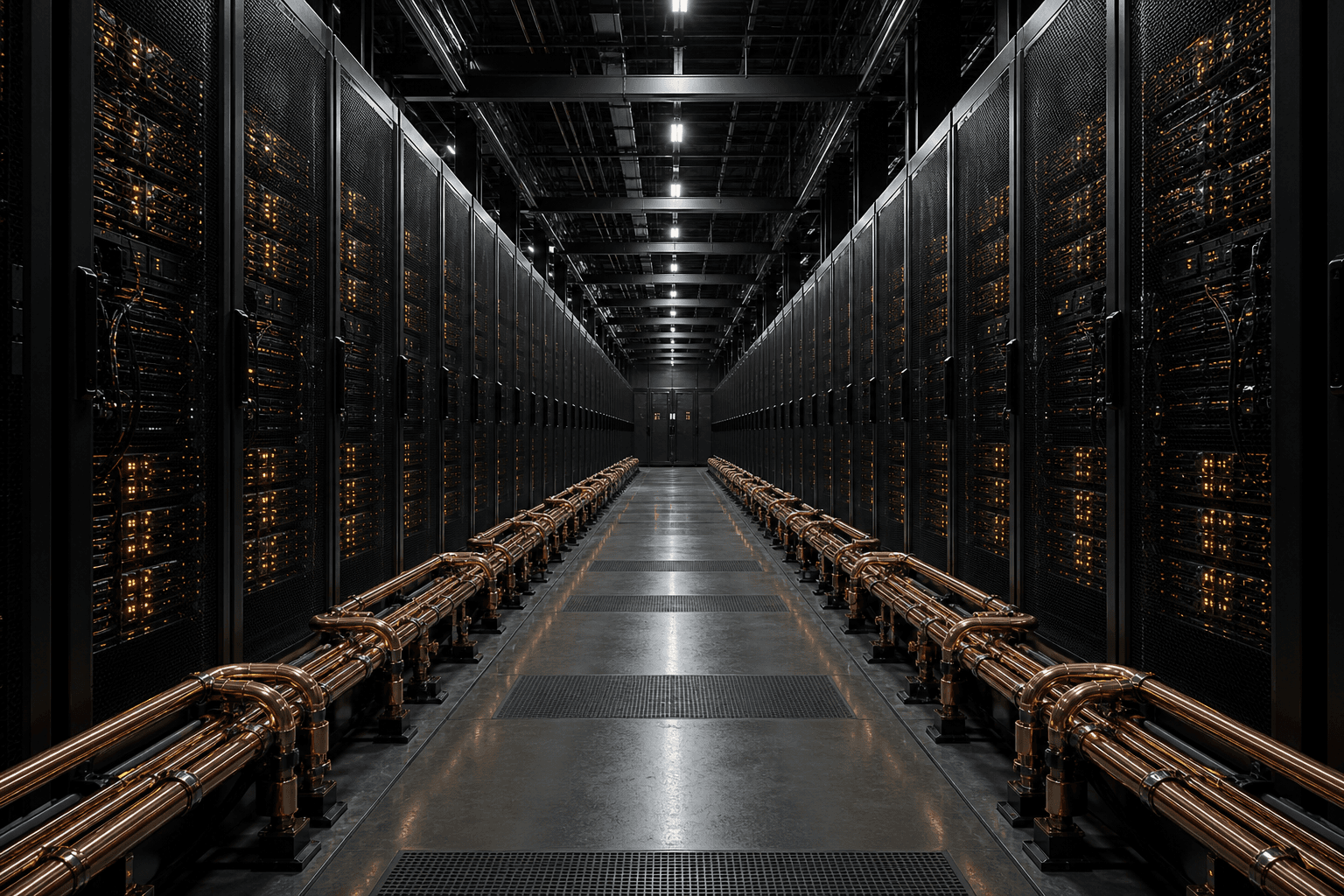 Hall A · liquid-cooled aisle